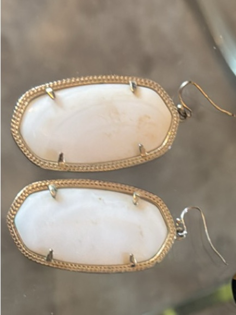 Kendra Scott Gold-Trim White Stone Drop Earrings